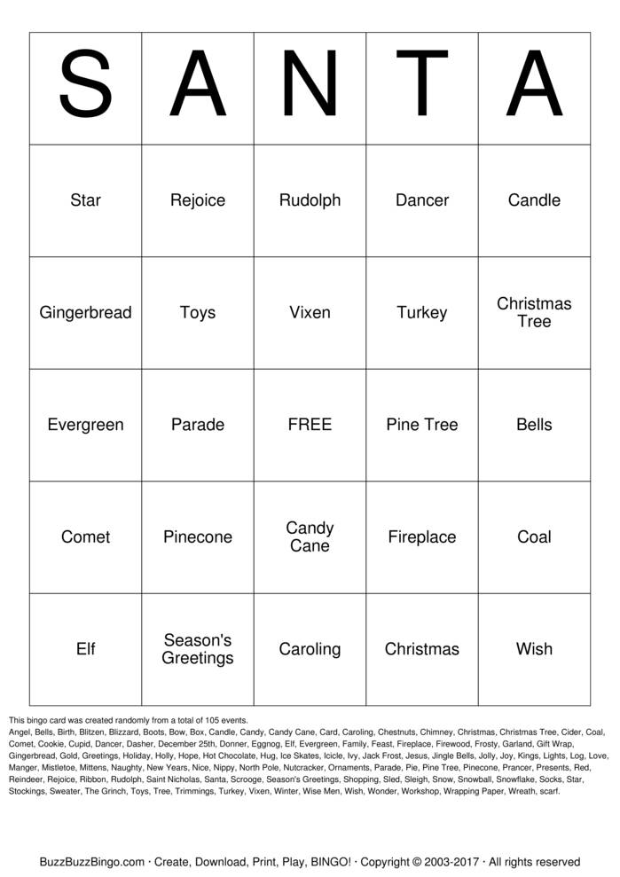 Download Free Christmas Bingo Cards Download Free Christmas Bingo Cards
