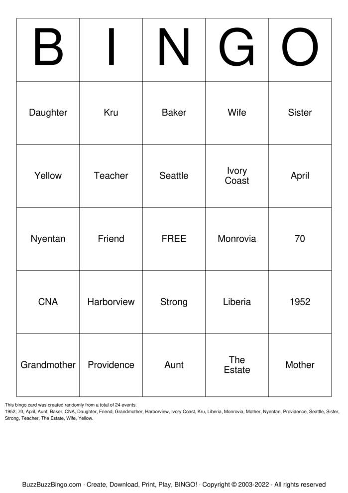 Download Free Custom Bingo Cards Download Free Custom Bingo Cards
