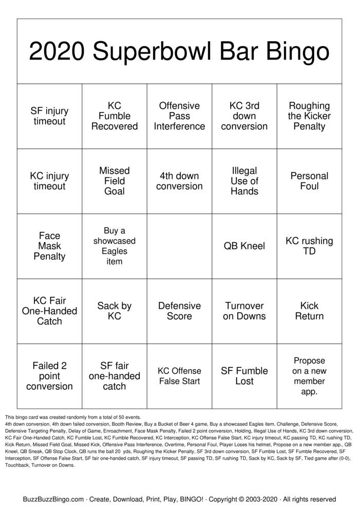 Download Free Eagles #830 Annual Superbowl Party Bingo Cards Download Free Eagles #830 Annual Superbowl Party Bingo Cards