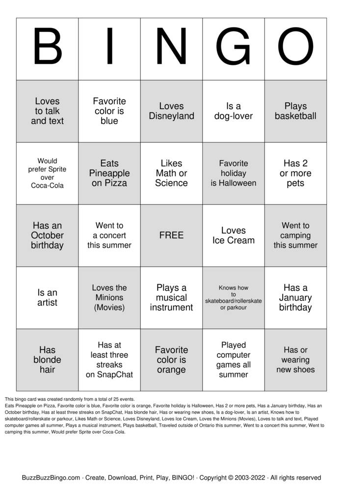 Find-a-Friend Bingo Cards to Download, Print and Customize!