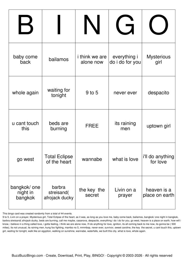 Download Free Guilty pleasure  Bingo Cards