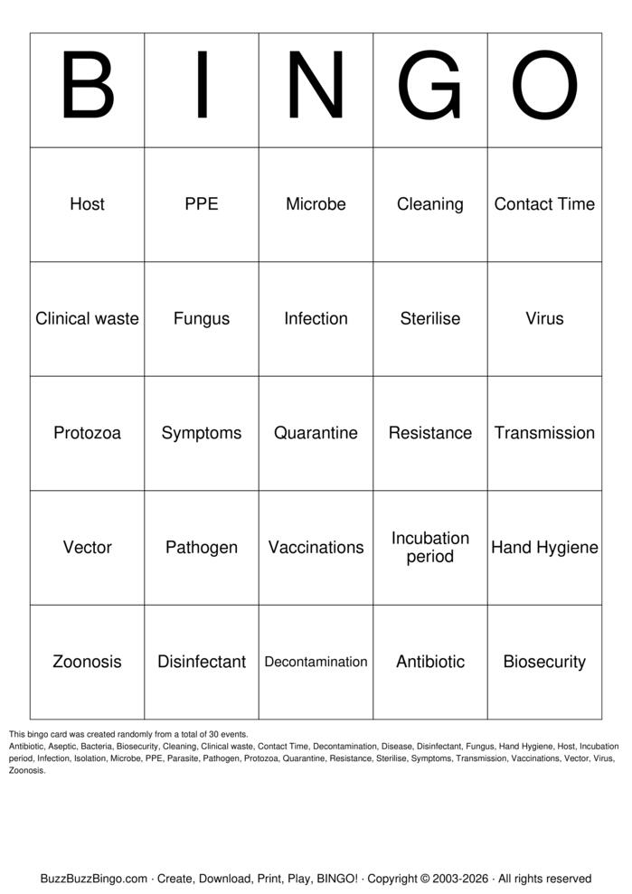 Download Free Infection Control Bingo Cards Download Free Infection Control Bingo Cards
