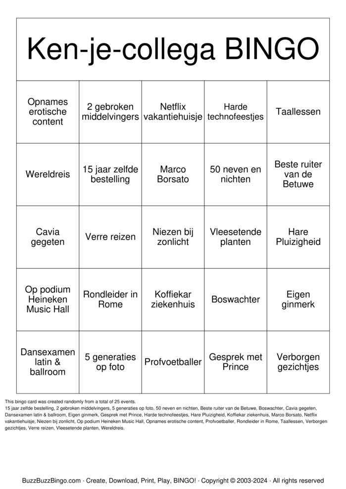 Download Free Ken-je-collega Bingo Cards Download Free Ken-je-collega Bingo Cards