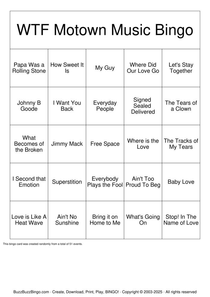 Download Free Motown Bingo Bingo Cards Download Free Motown Bingo Bingo Cards