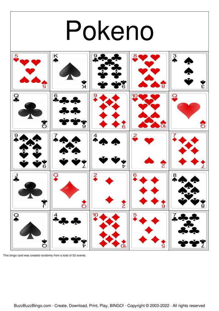 Download Free Pokeno Bingo Cards