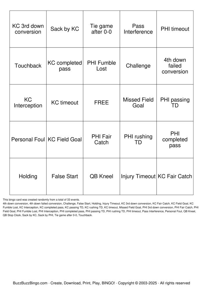 Superbowl Bingo Bingo Cards to Download, Print and Customize!