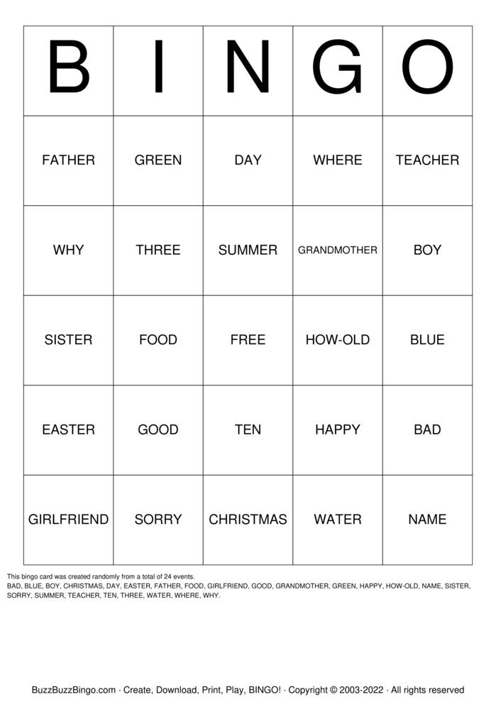 Download Free ASL Bingo Cards