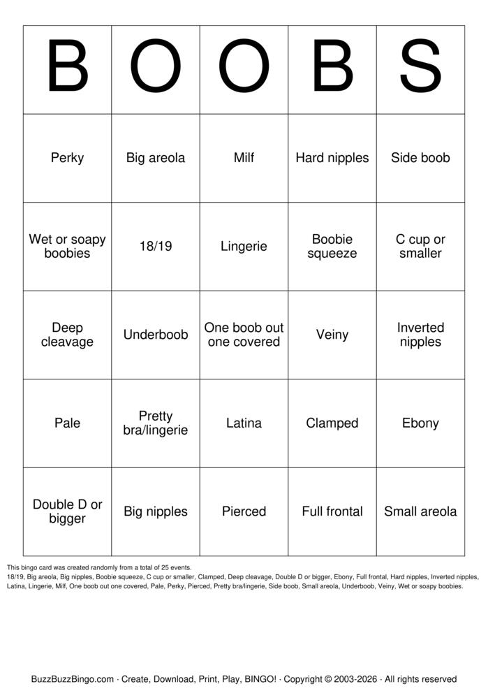 Download Free Boobs Bingo Cards Download Free Boobs Bingo Cards
