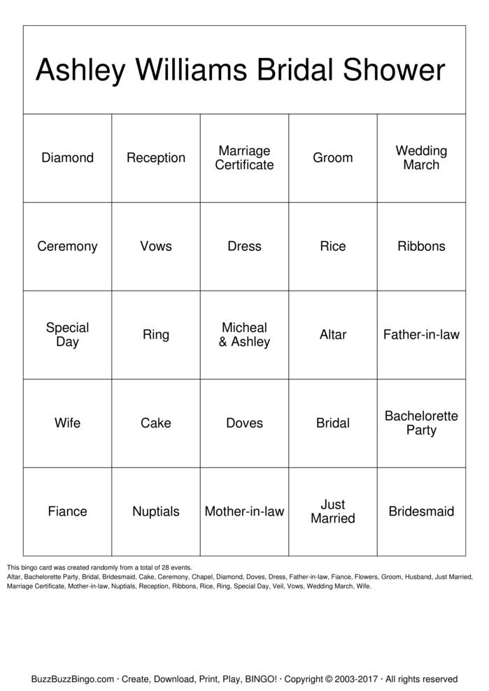 Bridal Shower Bingo Cards to Download, Print and Customize!