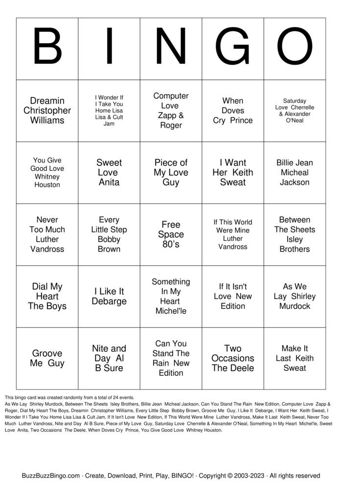 Download Free Custom Bingo Cards