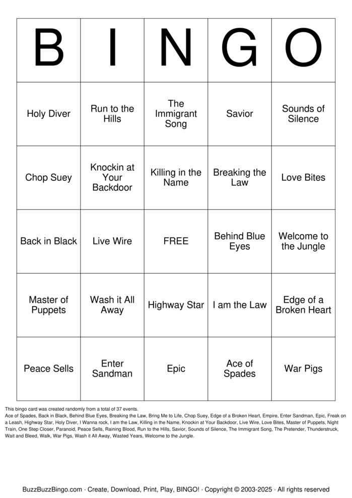 Download Free Custom Bingo Cards