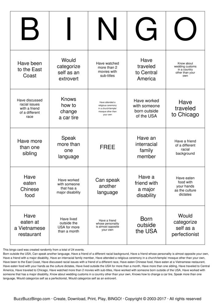 Diversity Bingo Cards to Download, Print and Customize!