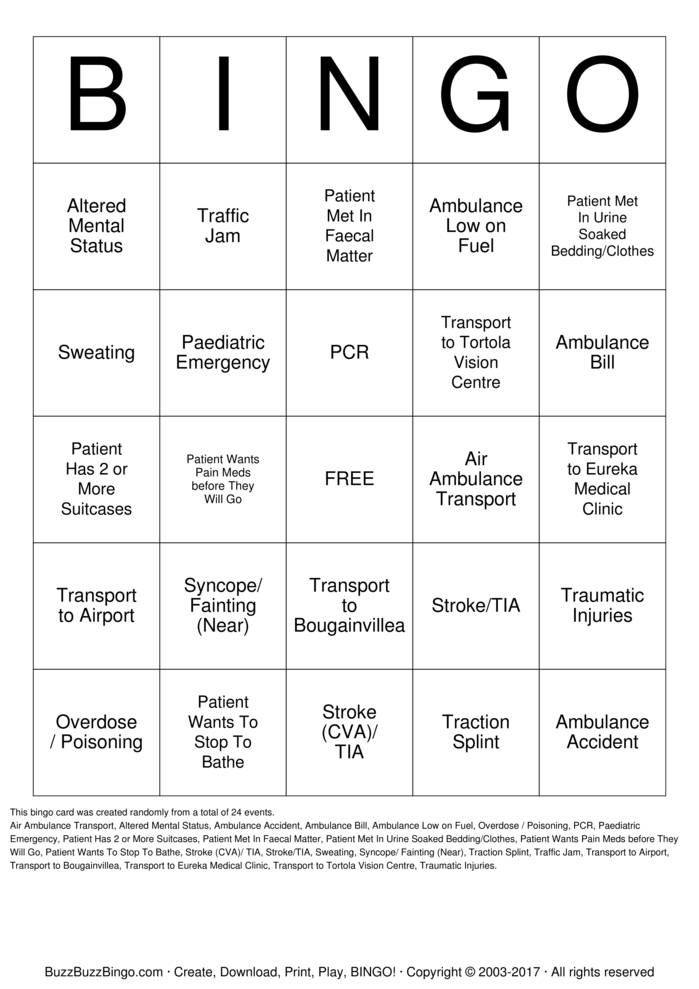 Download Free EMS Bingo Cards Download Free EMS Bingo Cards