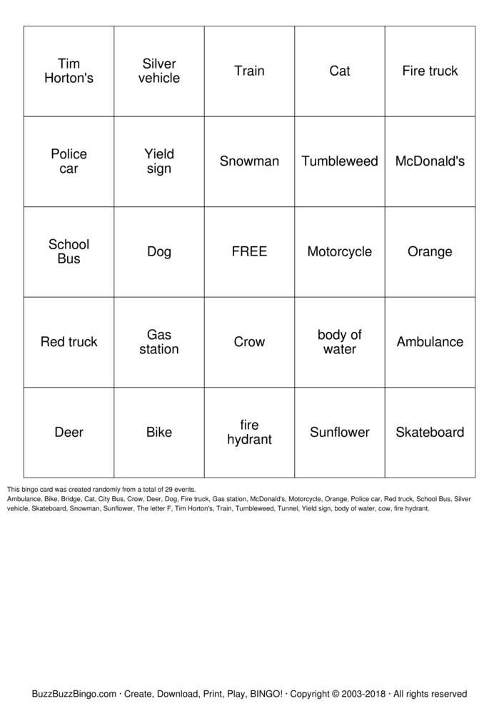 Download Free FUN Bingo Cards Download Free FUN Bingo Cards