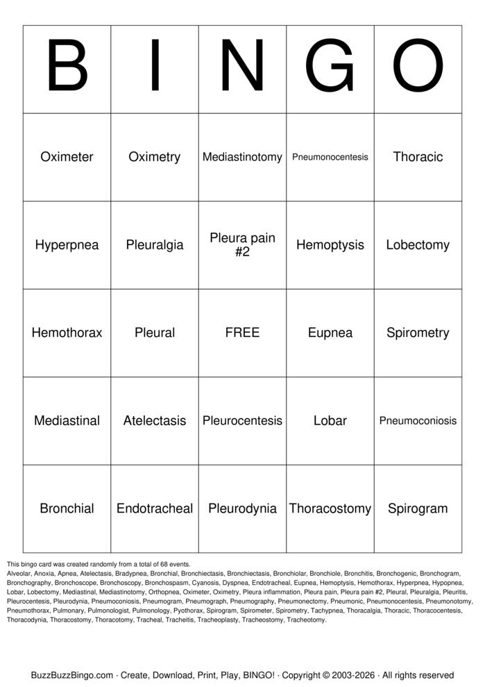 Download Free LUNGS Bingo Cards