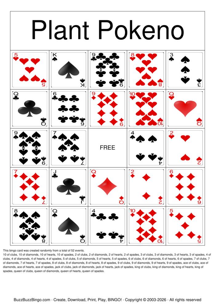 Download Free Pokeno Bingo Cards