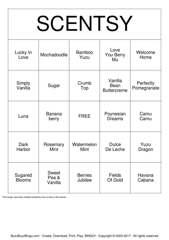 Scentsy Bingo Cards to Download, Print and Customize!
