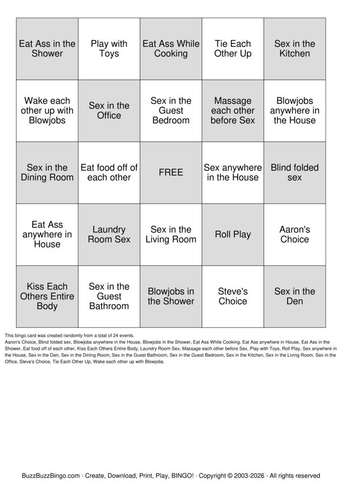 Download Free Sex Bingo Bingo Cards