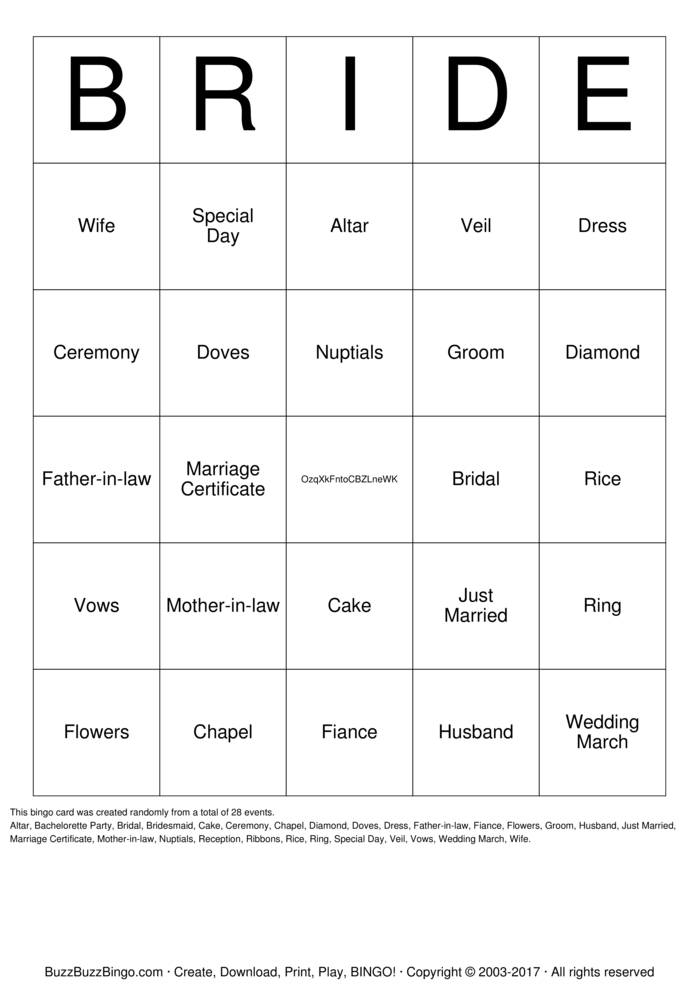 Bridal Shower Bingo Cards to Download, Print and Customize!
