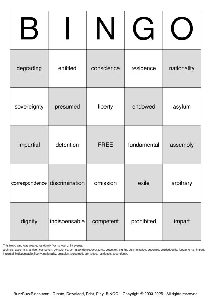 Download Free Custom Bingo Cards