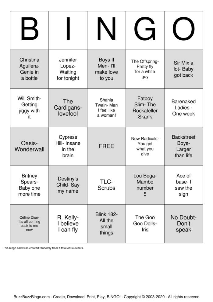 Download Free Custom Bingo Cards