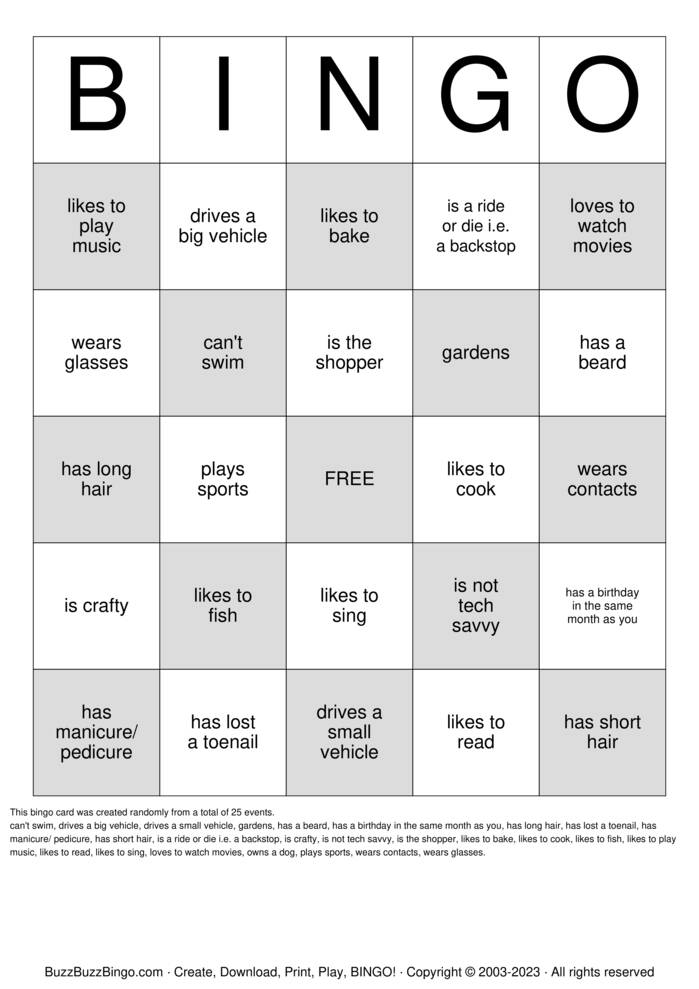 Family Bingo Bingo Cards to Download, Print and Customize!