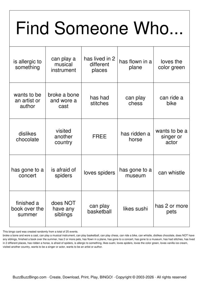 Download Free Find Someone Who... Bingo Cards Download Free Find Someone Who... Bingo Cards