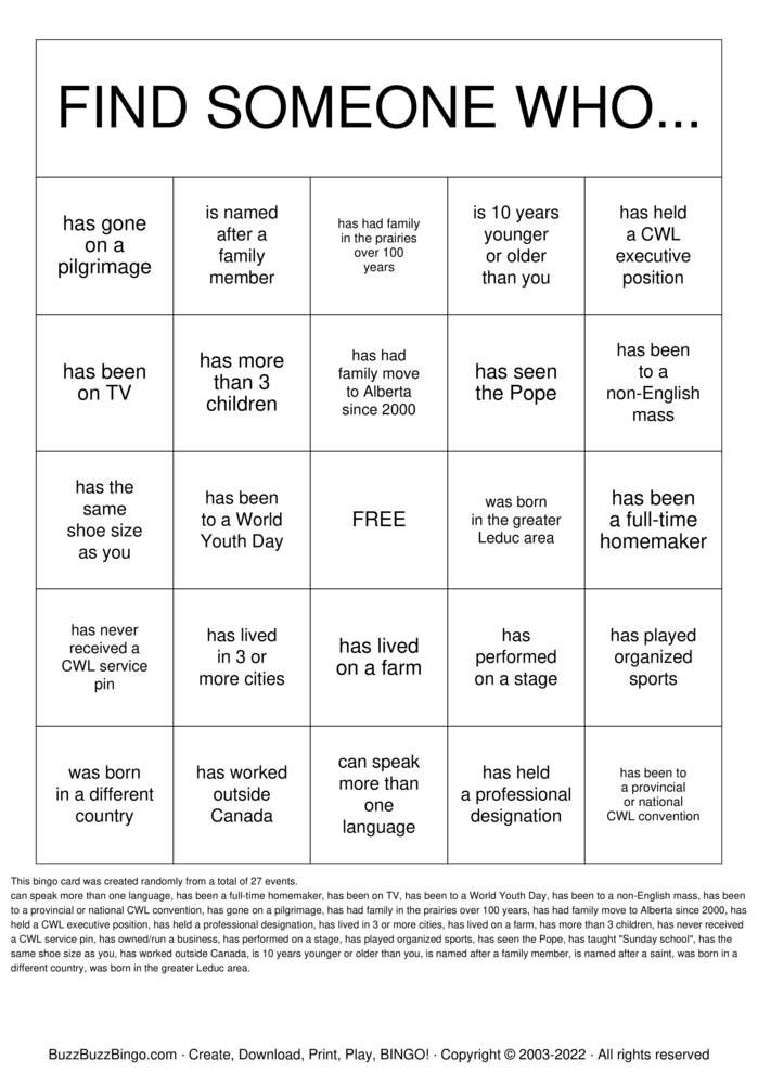 Getting to Know you! Bingo Cards to Download, Print and Customize!