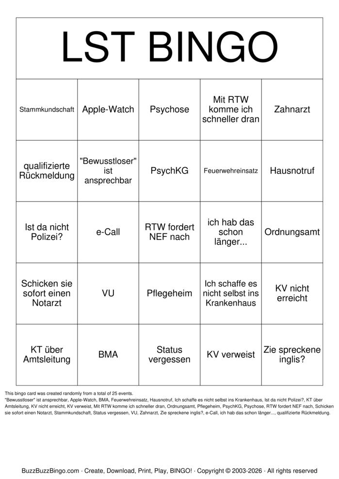 Download Free Leitstellen Bingo Bingo Cards