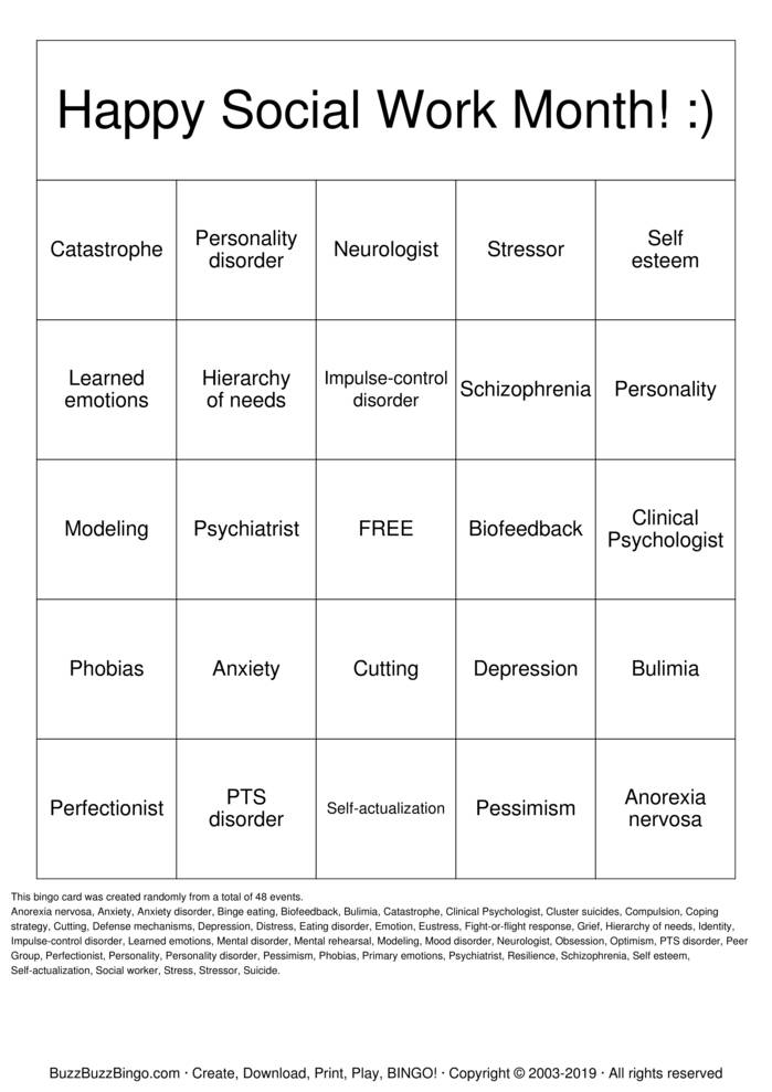 Mental Health Bingo Cards to Download, Print and Customize!