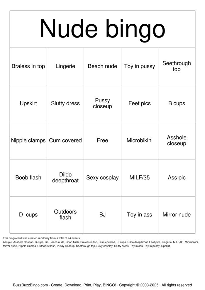 Download Free Nude Bingo Bingo Cards Download Free Nude Bingo Bingo Cards