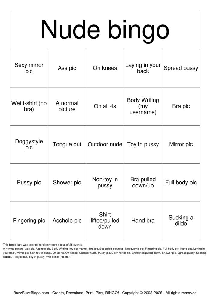 Download Free Nude Bingo Bingo Cards Download Free Nude Bingo Bingo Cards