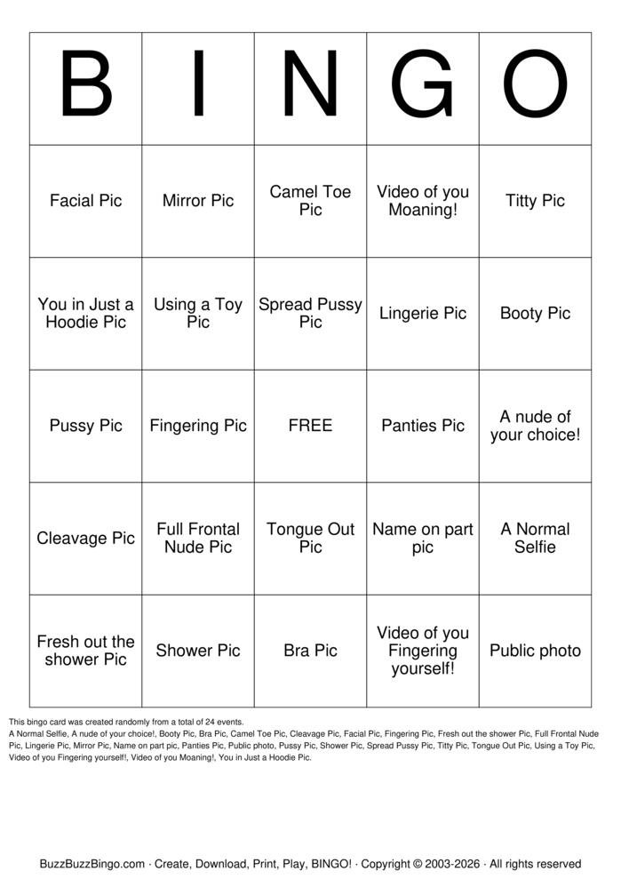 Download Free Nudes Bingo Cards