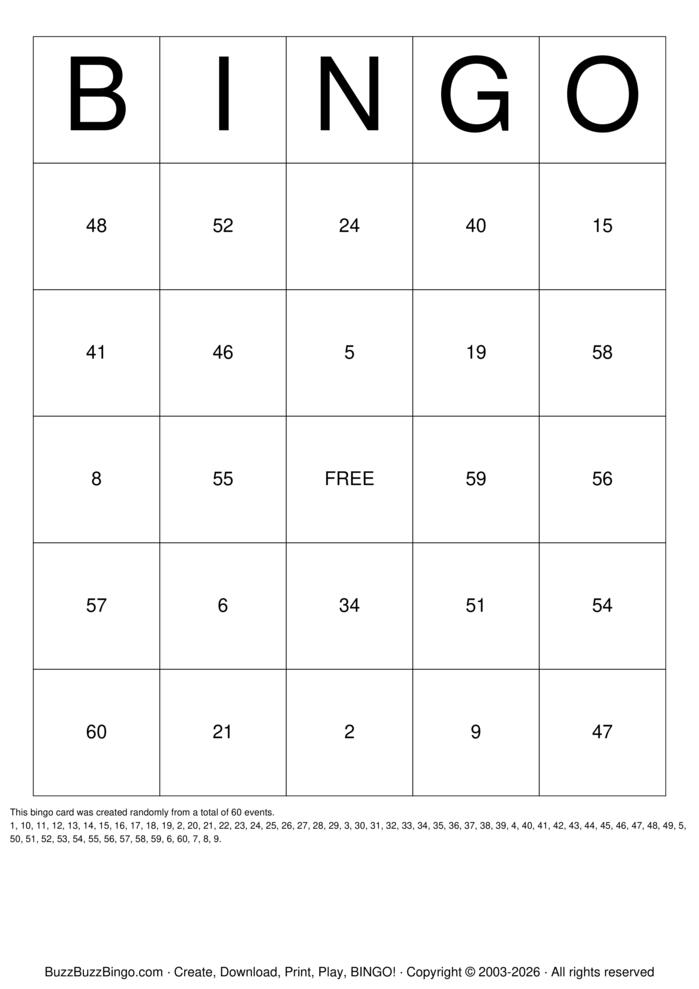 Download Free 80 Bingo Cards