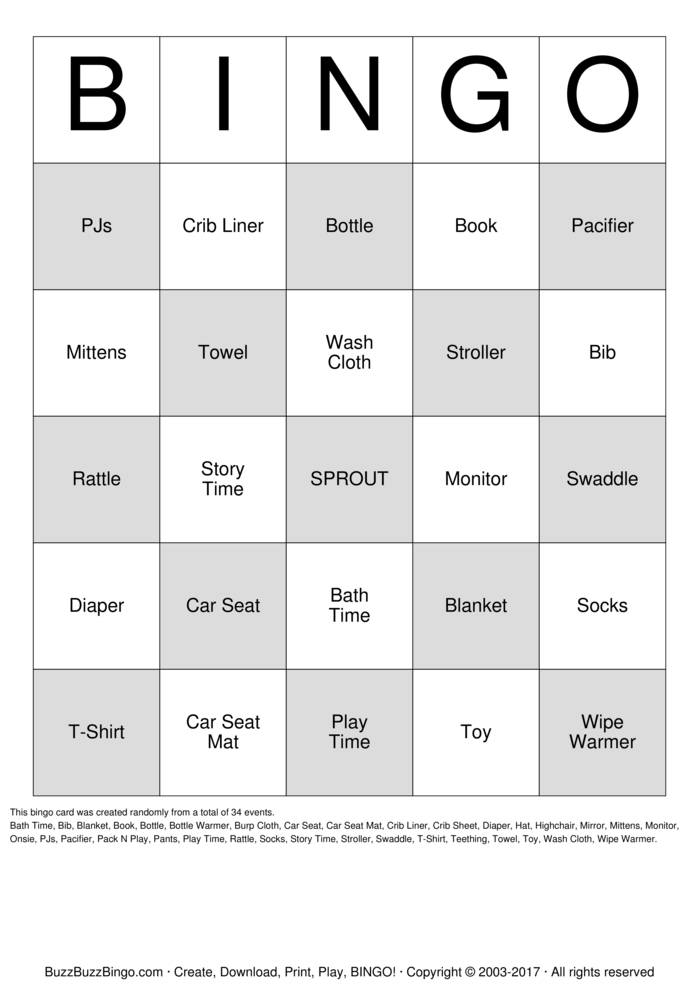 Download Free Baby Boy Bausch Bingo Cards