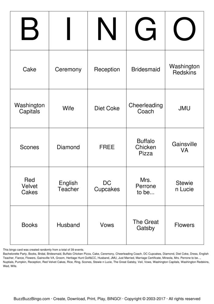 Bridal Shower Bingo Cards to Download, Print and Customize!