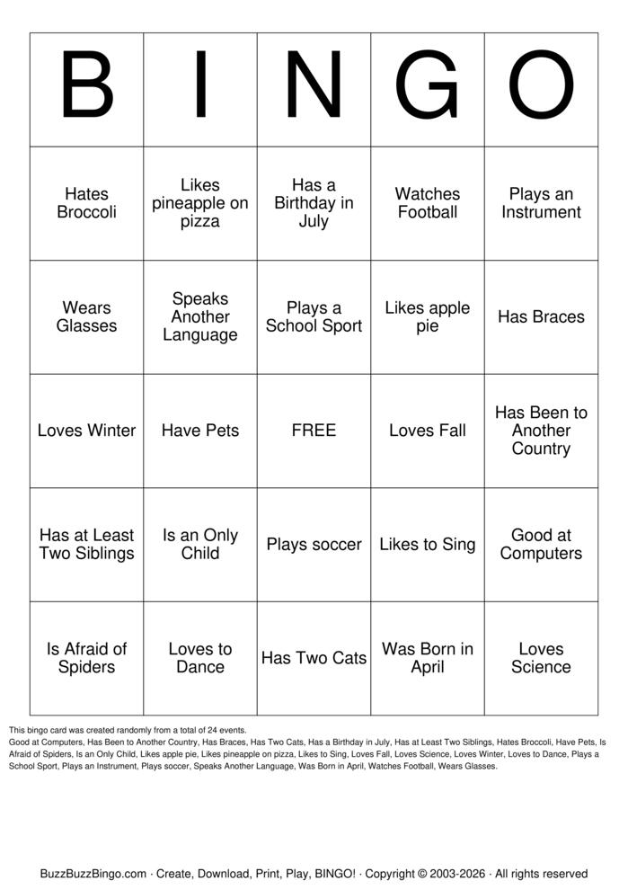 Download Free Buddy Bingo Bingo Cards