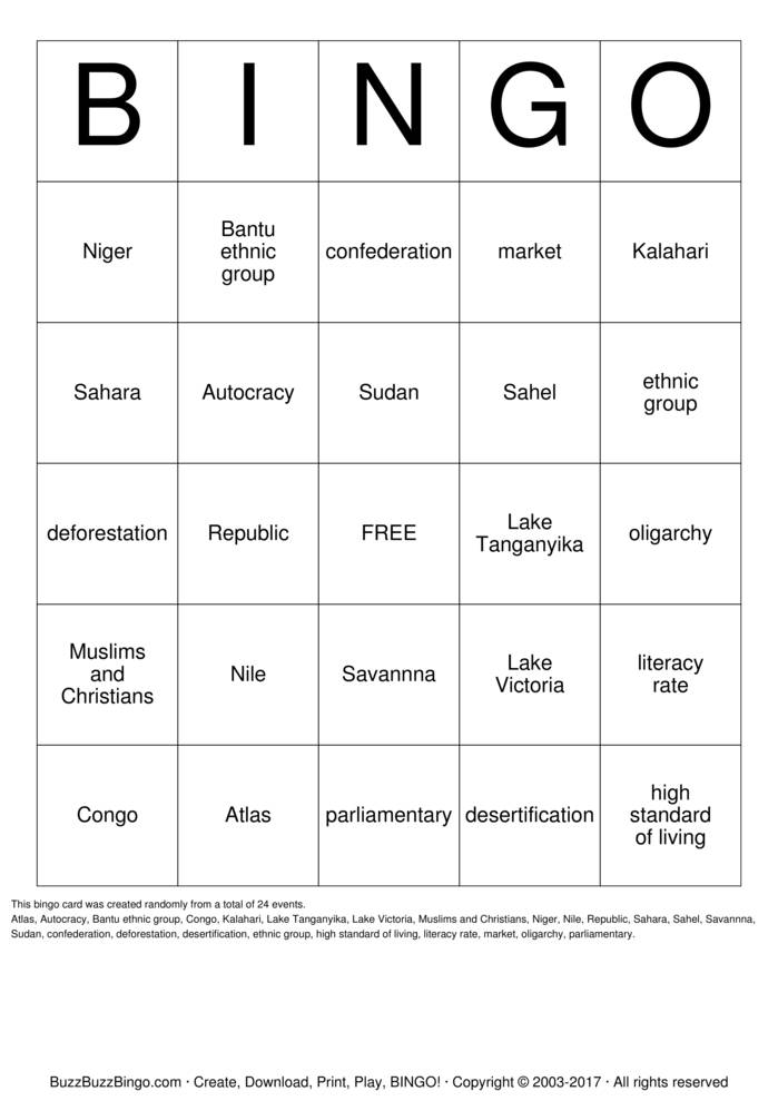 Download Free Custom Bingo Cards