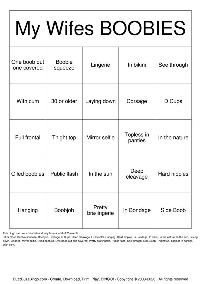 Download Free My Wifes BOOOBIES Bingo Cards Download Free My Wifes BOOOBIES Bingo Cards