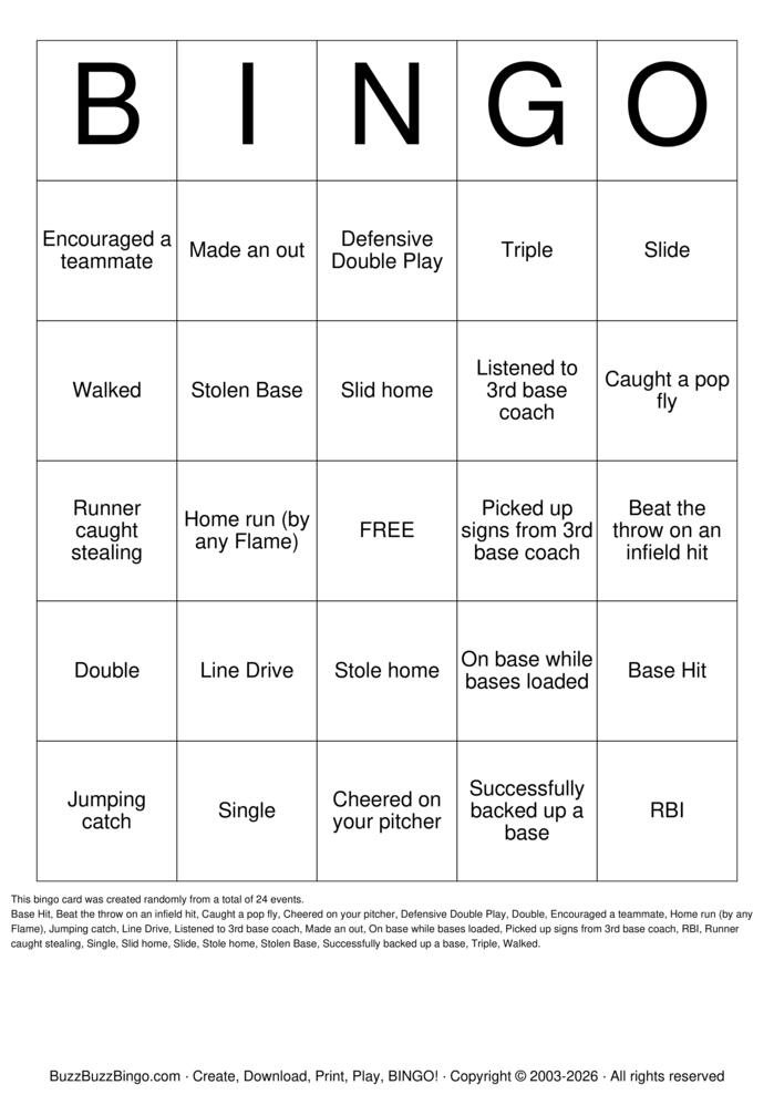Download Free Softball Bingo Bingo Cards