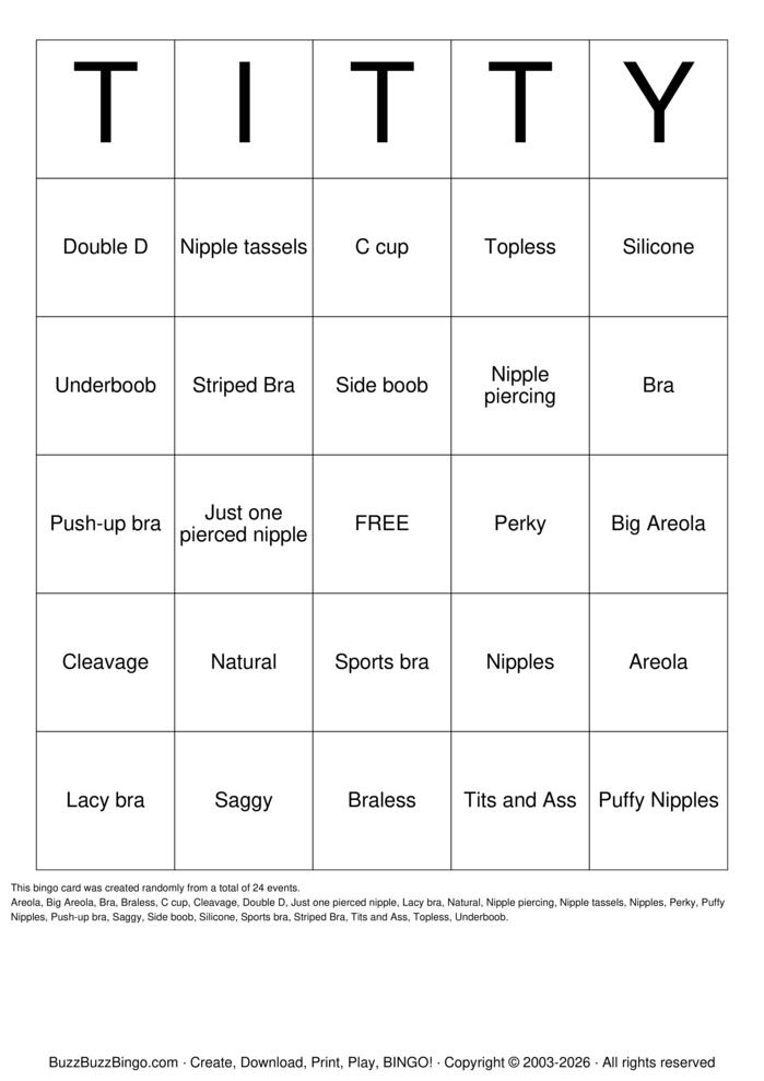 Download Free Titty Bingo Cards