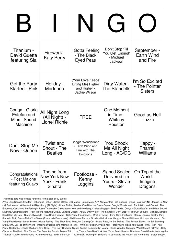 Download Free Victory Party Top 50 Bingo Cards Download Free Victory Party Top 50 Bingo Cards