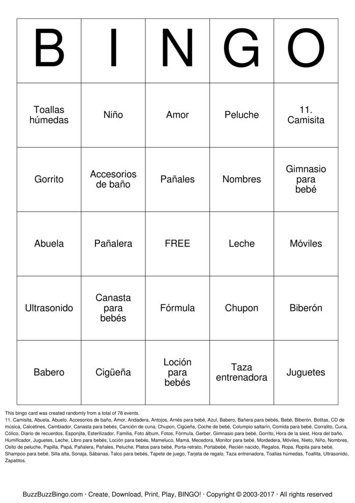 Download Free BABY SHOWER Bingo Cards Download Free BABY SHOWER Bingo Cards
