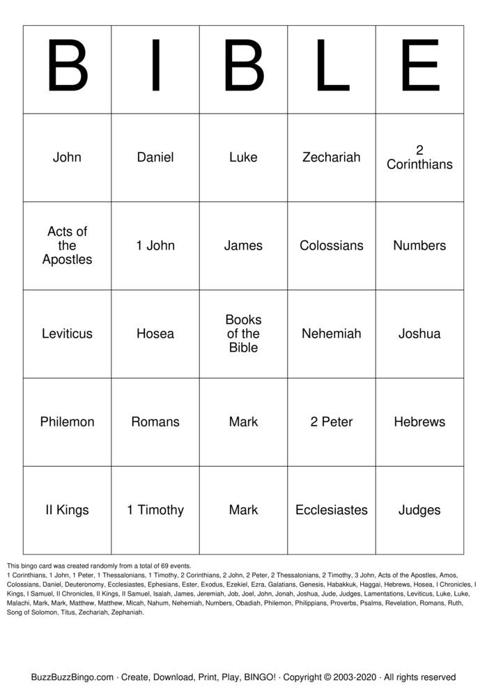 Books of the Bible Bingo Cards to Download, Print and Customize!