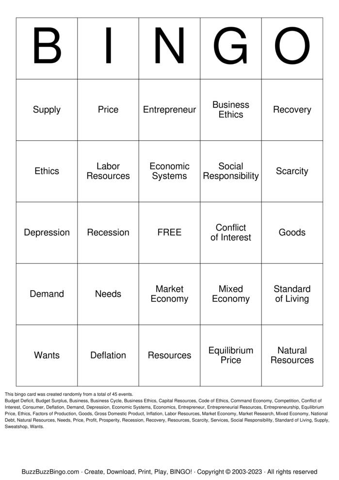 Download Free Custom Bingo Cards