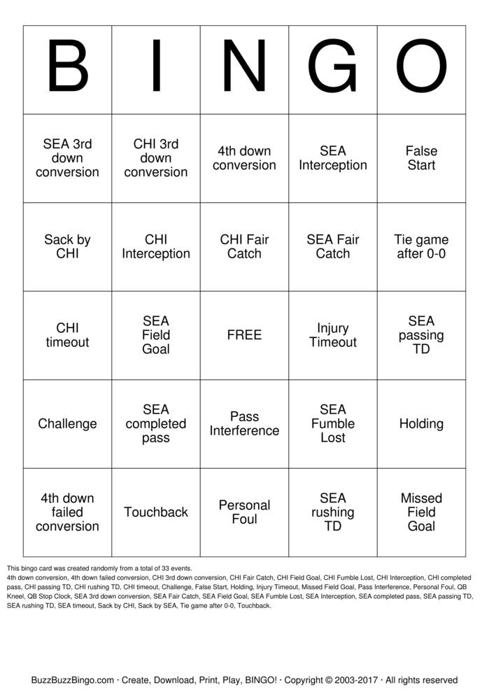 Download Free Football Bingo Cards Download Free Football Bingo Cards