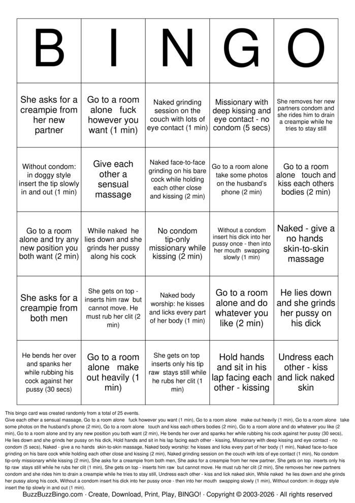 Download Free Hotwife Bingo Cards