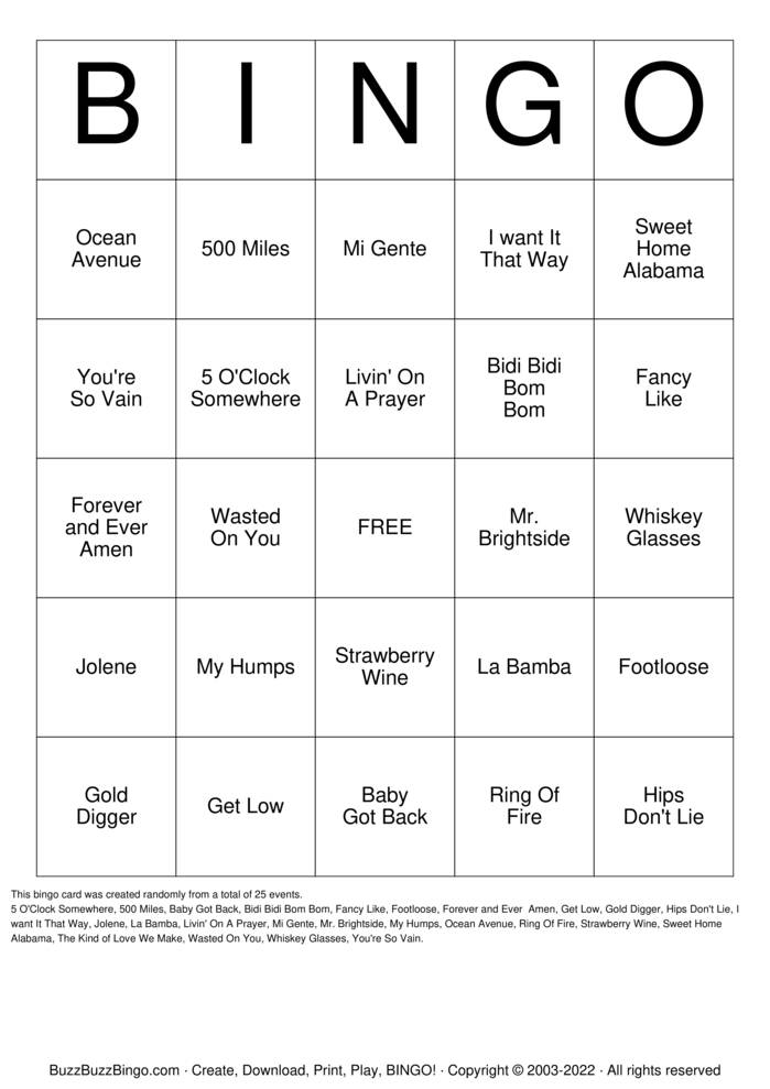 Download Free Musical Bingo Cards