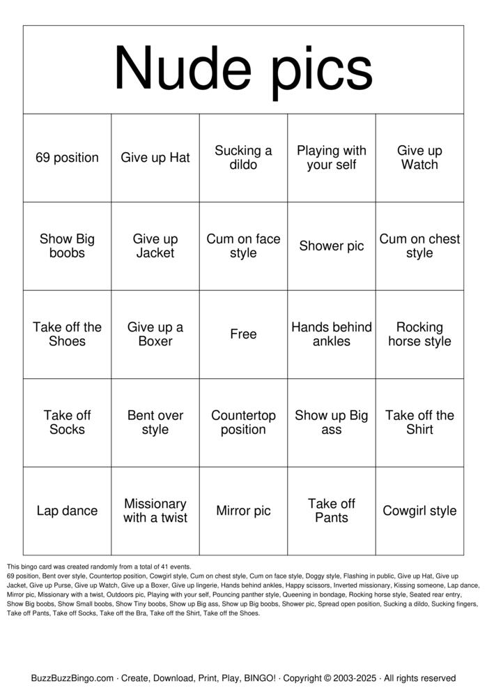 Download Free Nude Bingo Bingo Cards Download Free Nude Bingo Bingo Cards