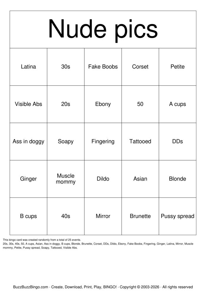 Download Free Nude Bingo Bingo Cards